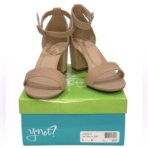 Y.not Women’s Cake-S Natural Block Heel Sandals Size-8 NIB